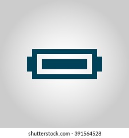 Battery icon, on grey background, blue outline, large size symbol