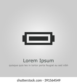 Battery icon, on grey background, dark outline, example text