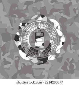 battery icon on grey camo pattern. 