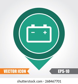Battery Icon On Map Pointer. Eps.-10.