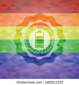 battery icon on mosaic background with the colors of the LGBT flag