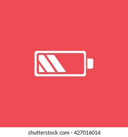 Battery Icon On Red Background