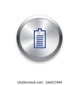 Battery Icon on round metal button.