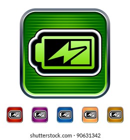 Battery icon on square internet button five color options included.