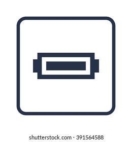 Battery icon, on white background, rounded rectangle border, blue outline