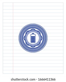 battery icon pen effect. Blue ink. Vector Illustration. Detailed.