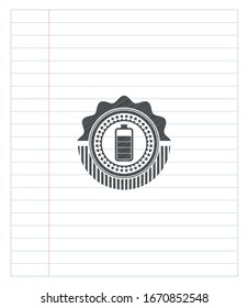 battery icon pencil strokes emblem. Vector Illustration. Detailed.
