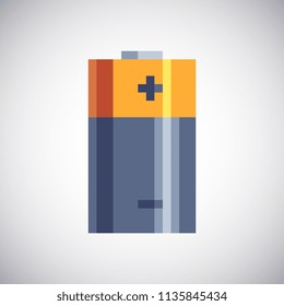 Battery icon. Pixel art. Design for websites and mobile apps. 8-bit. Game assets. Isolated vector flat illustration.