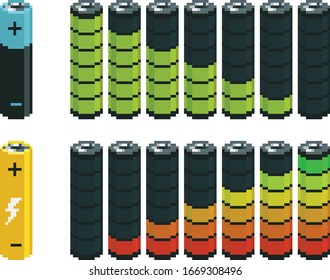 Battery Icon. Pixel art illustration