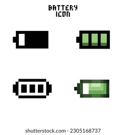 Der Pixelart-Stil des Akkus verwendet weißen Hintergrund, der gut für Ihr Projekt und Ihr Spieleobjekt geeignet ist.