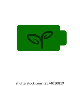 battery icon with plants, green energy, simple flat style, illustration, logo sign symbol pictogram template, for ui or ux isolated on white for mobile app, editable