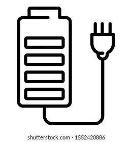 Battery icon with plug icon. Outline battery icon with plug vector icon for web design isolated on white background