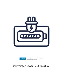 Battery Icon with Plug Symbol Representing Electric Charge and Power Supply in Modern Technology Illustration