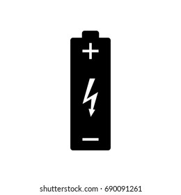 Battery icon with plus and minus pole symbols, vector illustration.