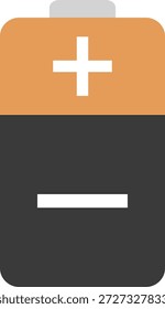 Icono de la batería con signos más y menos sobre fondo blanco