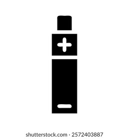 Battery icon, positive and negative charge. Concept of energy, power, and electricity.