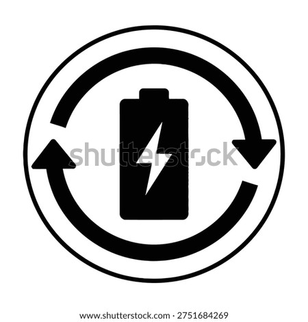 Battery icon with recycling arrows symbolizing energy efficiency