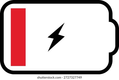 Icono de la batería con el indicador de Recargo rojo y el símbolo del relámpago