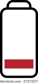 Icono de la batería con indicador de nivel de Recargo rojo sobre fondo blanco