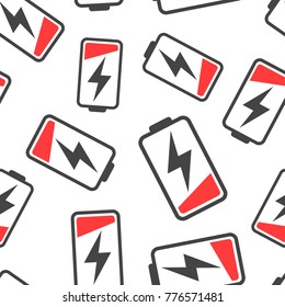 Battery icon seamless pattern background. Business flat vector illustration. Battery charge level sign symbol pattern.