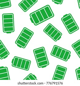 Battery icon seamless pattern background. Business flat vector illustration. Battery charge level sign symbol pattern.