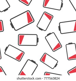 Battery icon seamless pattern background. Business flat vector illustration. Battery charge level sign symbol pattern.