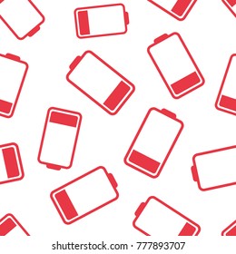 Battery icon seamless pattern background. Business flat vector illustration. Battery charge level sign symbol pattern.
