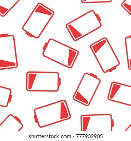 Battery icon seamless pattern background. Business flat vector illustration. Battery charge level sign symbol pattern.