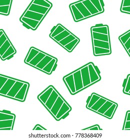 Battery icon seamless pattern background. Business flat vector illustration. Battery charge level sign symbol pattern.