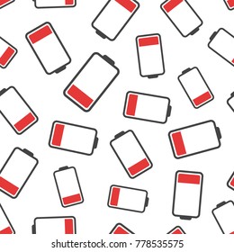 Battery icon seamless pattern background. Business flat vector illustration. Battery charge level sign symbol pattern.