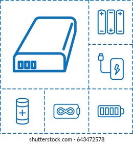 Battery icon. set of 6 battery outline icons such as