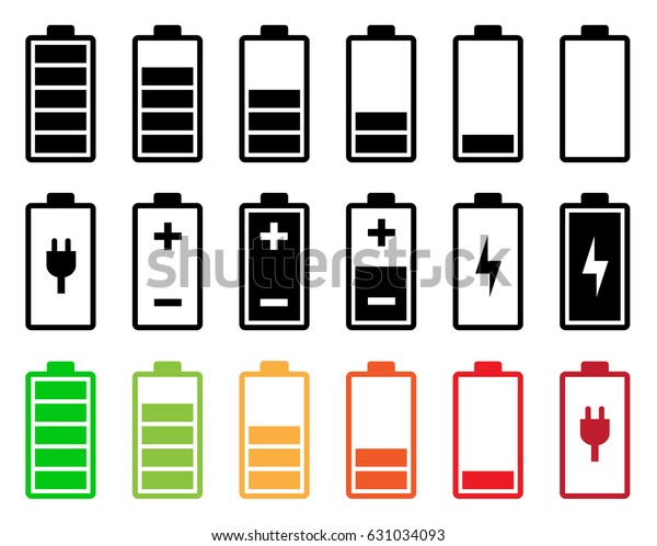 Battery Icon Set Stock Vector Royalty Free