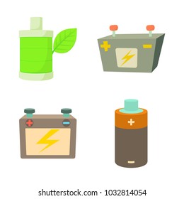Battery icon set. Cartoon set of battery vector icons for web design isolated on white background