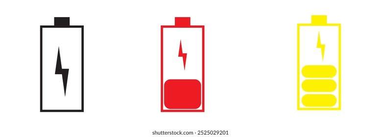 Battery icon set. Battery charge charging design eps 10