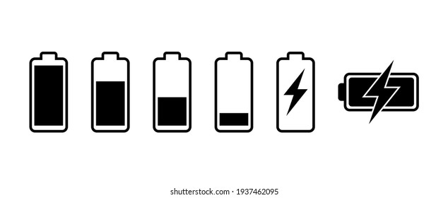 Battery icon set. battery charge level. battery Charging icon