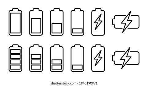 Battery icon set. battery charge level. battery Charging icon