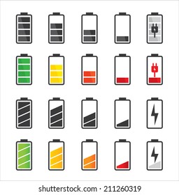 Battery Icon Set .Set Of Battery Charge Level Indicators