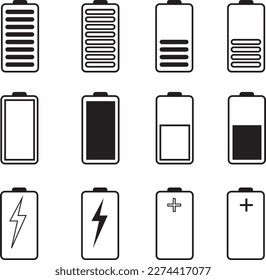 Battery icon set. battery charge level. battery Charging icon