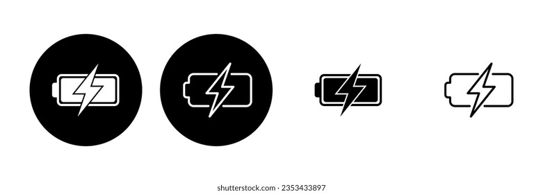 Battery icon set. battery charge level. battery charging icon