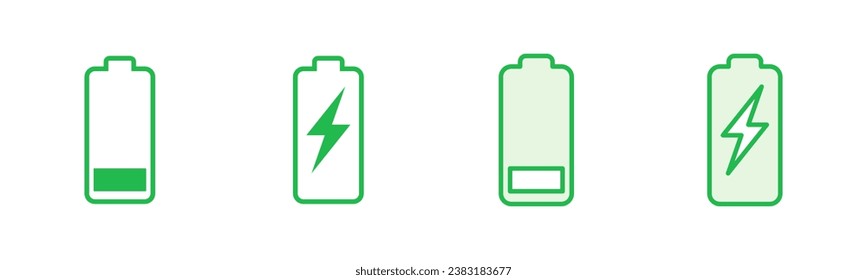 Battery icon set. battery charge level. battery charging icon