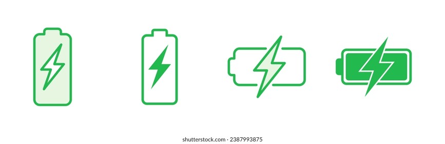 Battery icon set. battery charge level. battery charging icon