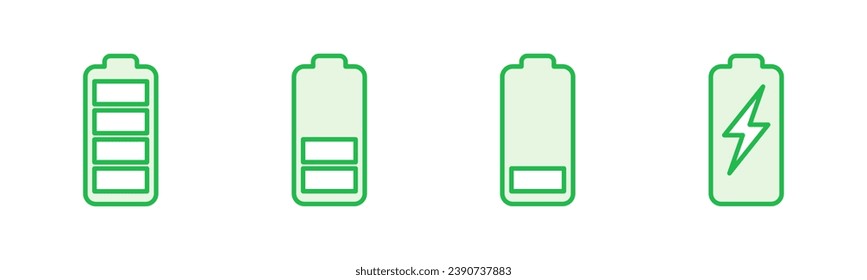 Battery icon set. battery charge level. battery charging icon