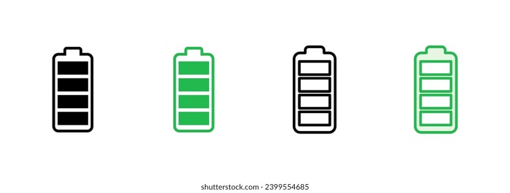 Battery icon set. battery charge level. battery charging icon
