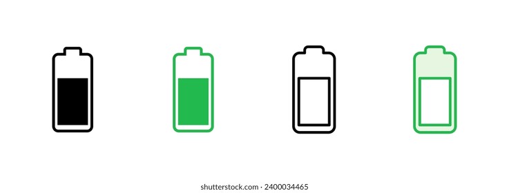 Battery icon set. battery charge level. battery charging icon