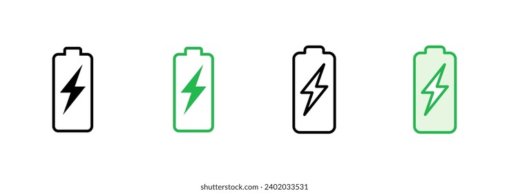 Battery icon set. battery charge level. battery charging icon