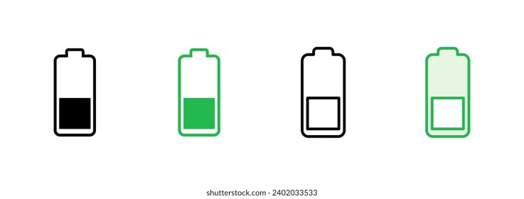 Battery icon set. battery charge level. battery charging icon