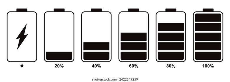 Battery icon set. battery charge level. battery Charging icon