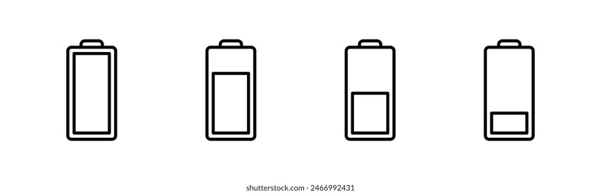 Battery icon set. battery charge level. battery charging icon
