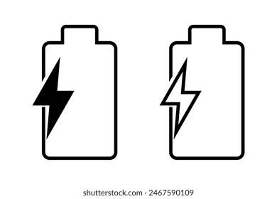 Batteriesymbol gesetzt. Batteriestand. Batterieladesymbol. Abbuchung
