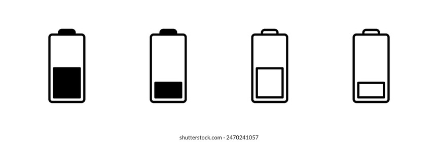Conjunto de iconos de la batería. nivel de Recargo de la batería.